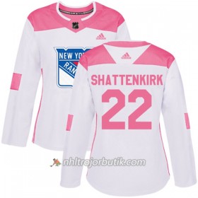 Dame Ishockey New York Rangers Tröja Kevin Shattenkirk 22 Adidas 2017-2018 Vit Rosa Fashion Authentic